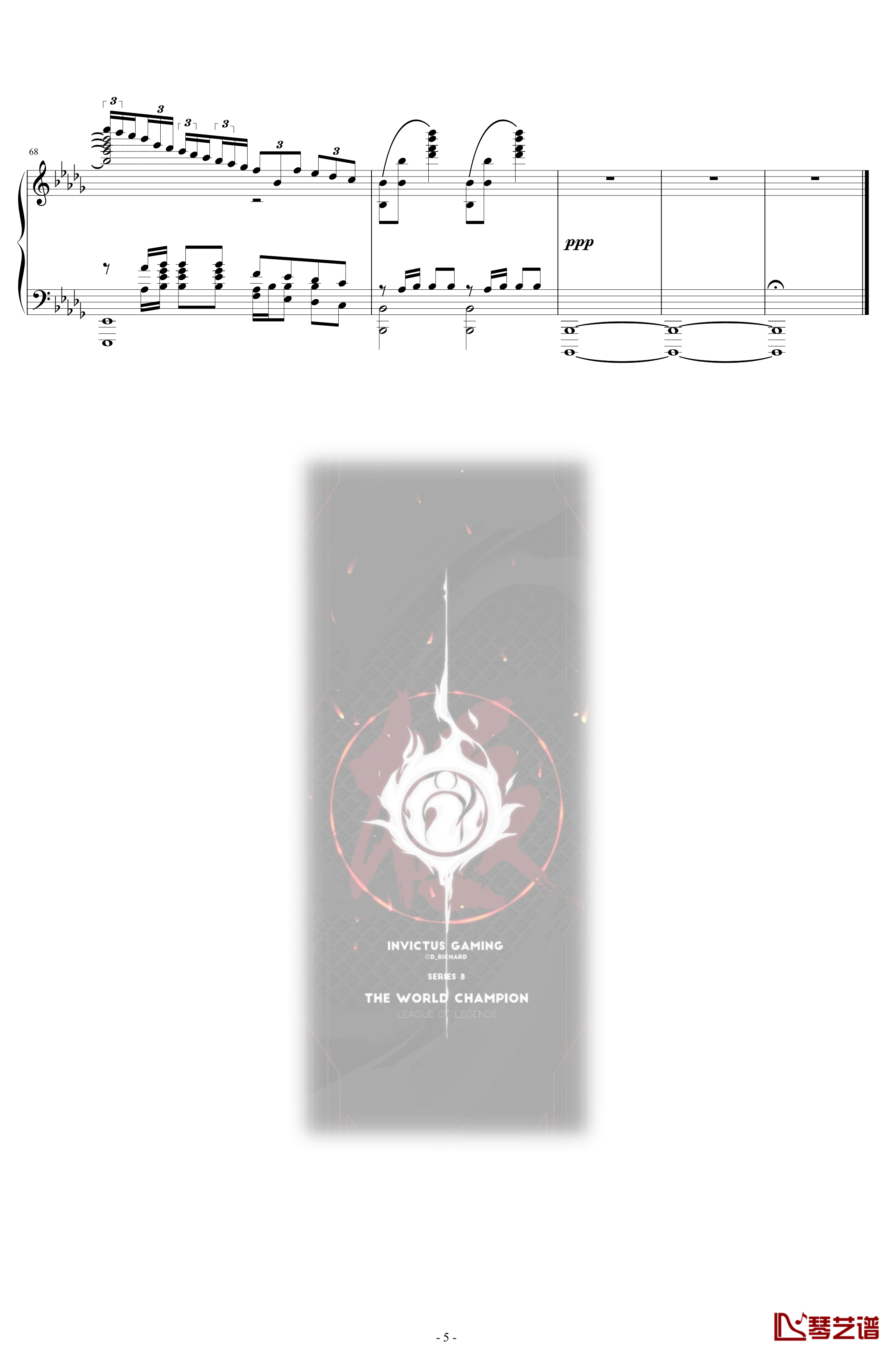 英雄联盟S8世界赛主题曲钢琴谱-英雄联盟排位6