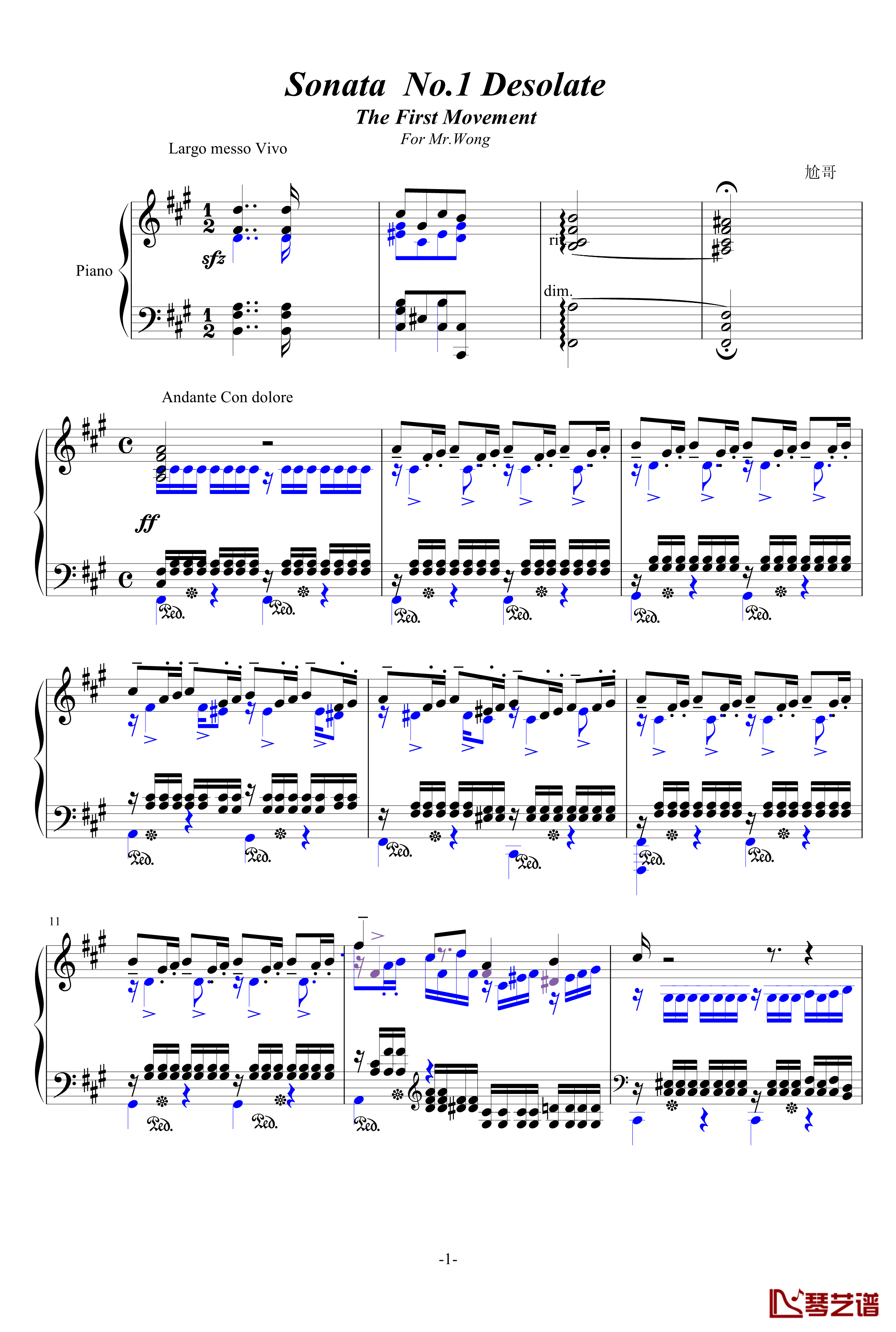 第一奏鸣曲钢琴谱-荒芜-尬哥1