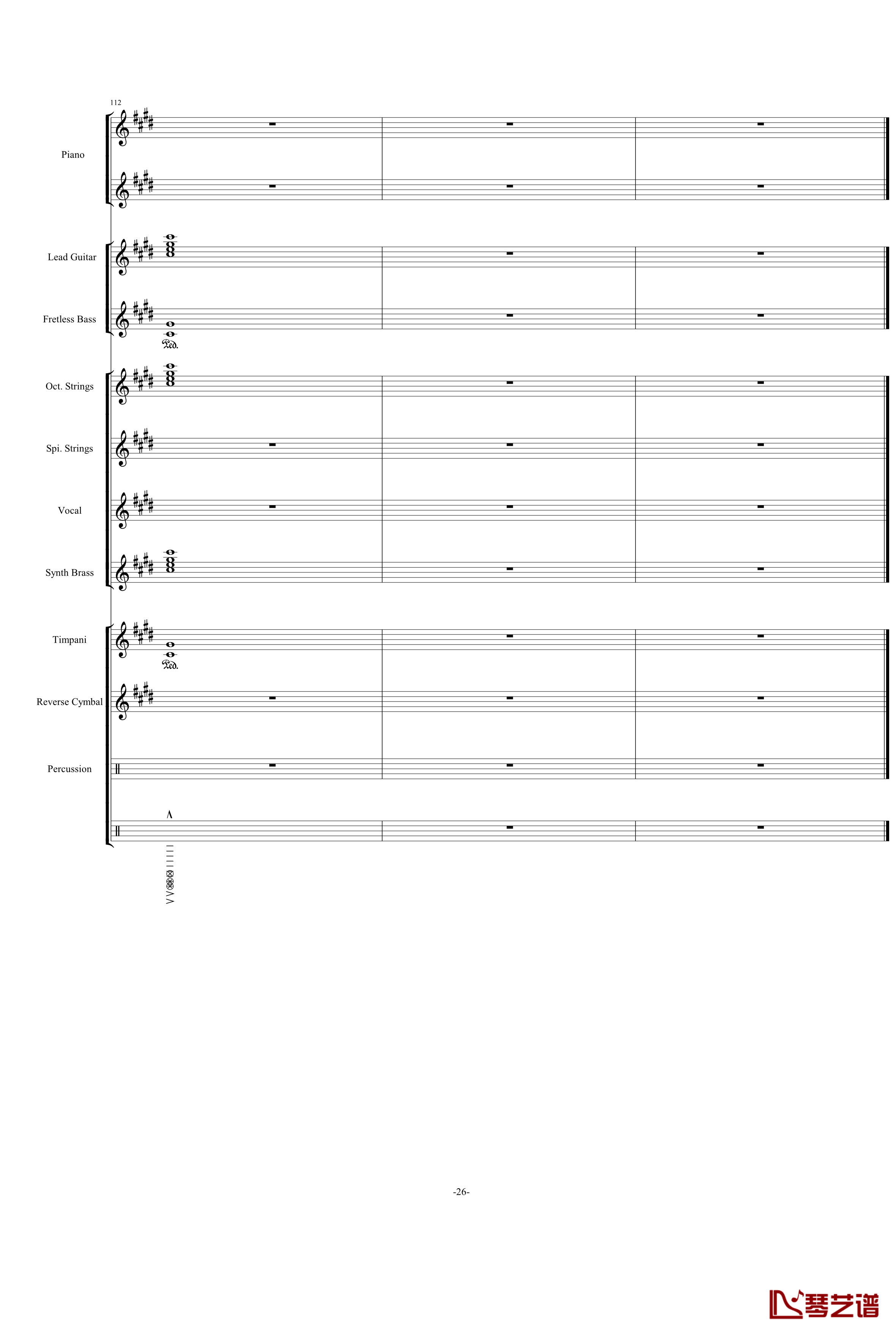 V3钢琴谱-劲乐团-完美震撼总谱26